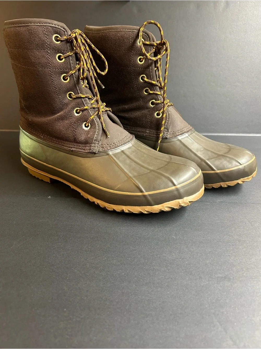 Lands' End Brown Waterproof Lace-Up Duck Boots w/ steel shank